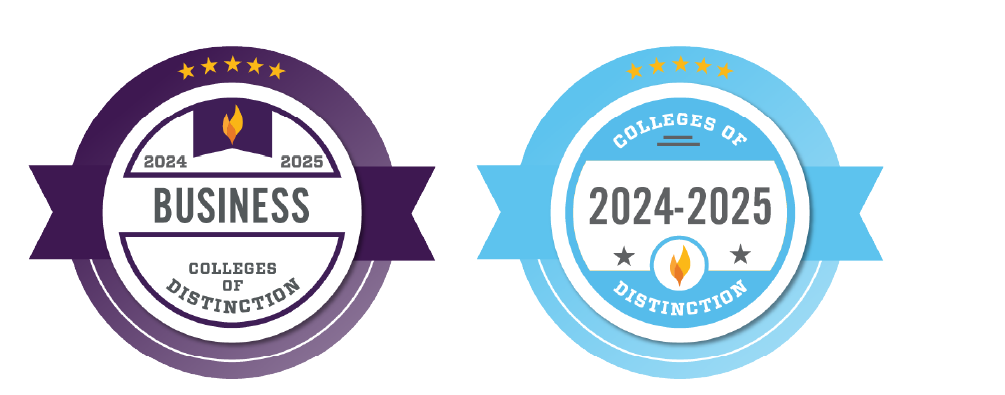 Accreditation badges for business and education excellence.